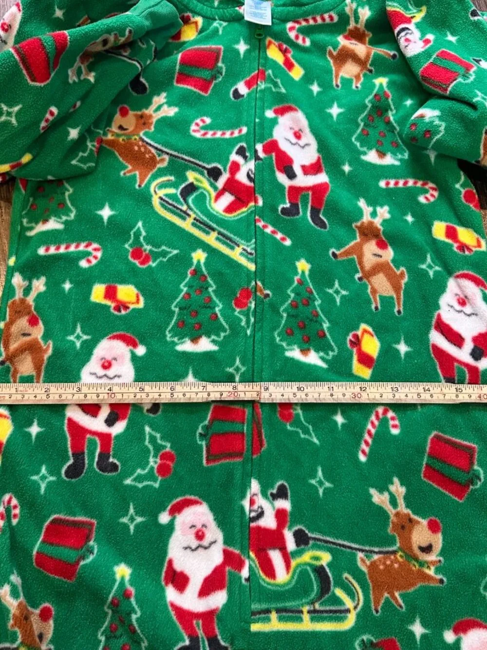GUC Children's Place Fleece Hooded Romper One-Piece Pajamas Christmas L 10/12